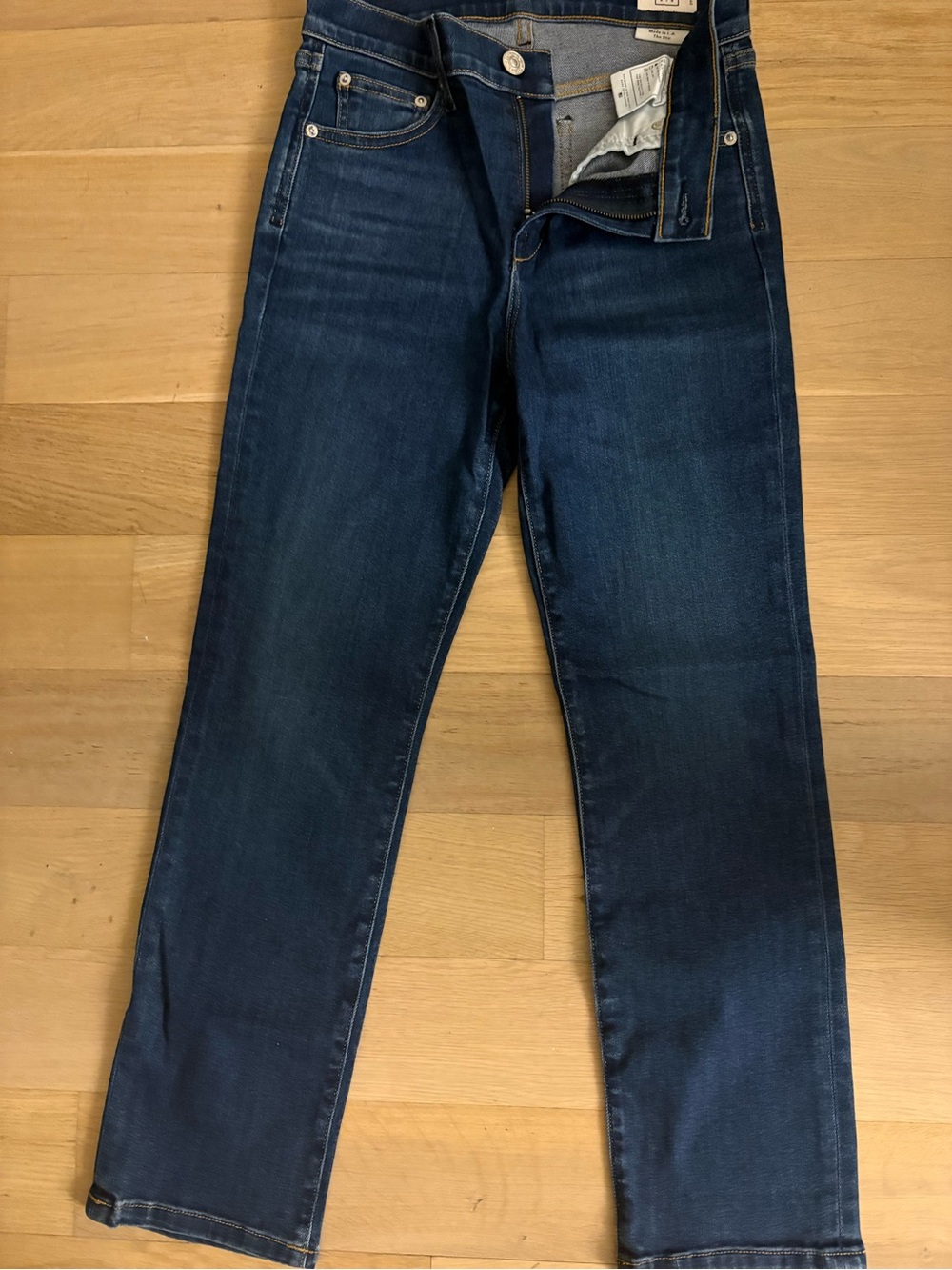 AYR Women's Dark Blue Cropped Straight Jeans